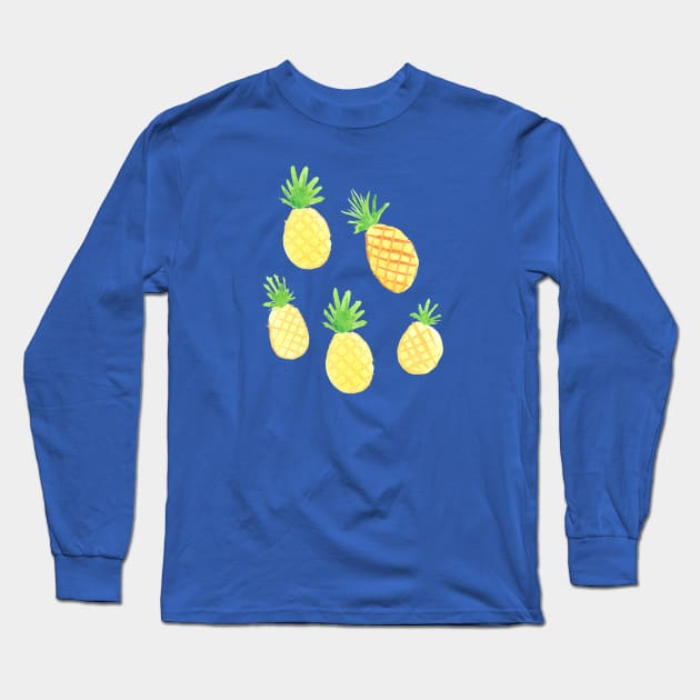 Watercolor Pineapple Long Sleeve T-Shirt by latheandquill